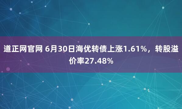 道正网官网 6月30日海优转债上涨1.61%，转股溢价率27.48%