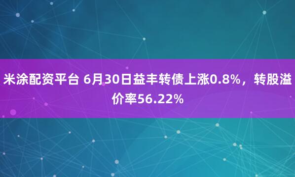 米涂配资平台 6月30日益丰转债上涨0.8%，转股溢价率56.22%